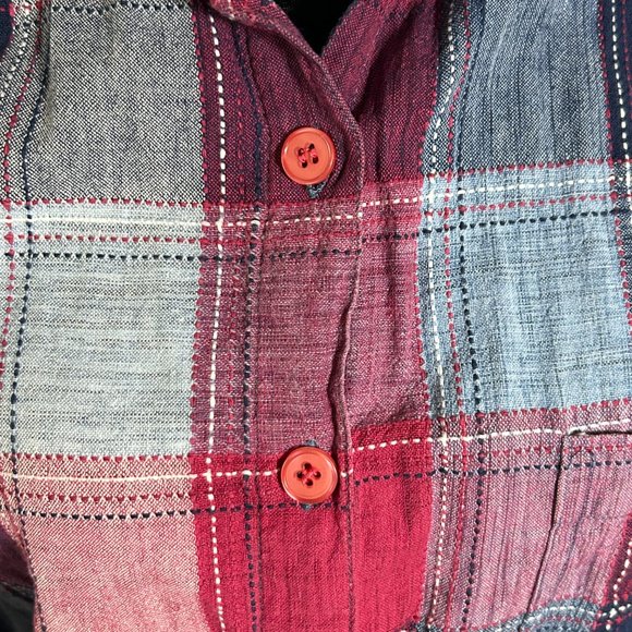 Vintage cotton short sleeve checker pattern, size 1X - Picture 4 of 8